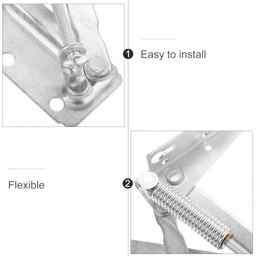 TOPBATHY 1 Paar Symmetrische Federscharniere 85° Klappscharnier FüR MöBel Verstellbare Scharniere FüR Sofabetten Und KüChenschräNke Robustes Design Silber