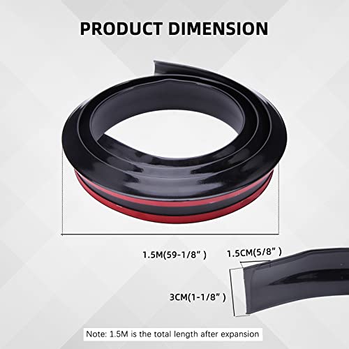 4.9 Feet/1.5M Spoiler Wing Lip Stickers Universal Spoiler Rubber Trunk Rear Roof Lip Trim Kit #TOP3
