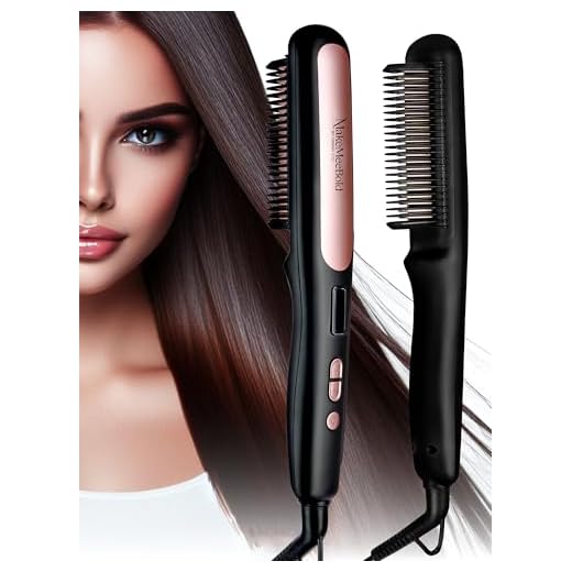 Urban yog MakeMeeBold Hair Straightener Brush| Frizz Free Hair | Electric Hair Straightner Comb | With Ceramic Coated Plates, 5 Temperature Controls,1200 Watt, Black