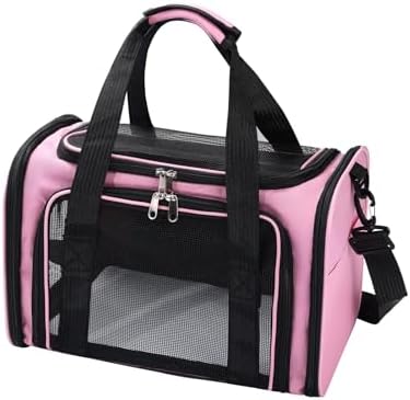 Cat,Dog Carrier for Small Medium Pet Carrier,Soft Sided Dog Bag Up to 12Lbs Puppy Carrier,Breathable Portable Foldable Airline Approved Pet Carriers for Travel,Pink