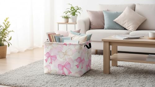Image of CLOCOR Rectangular Storage Bin,Waterproof Books Box,Gift Basket(Bow)