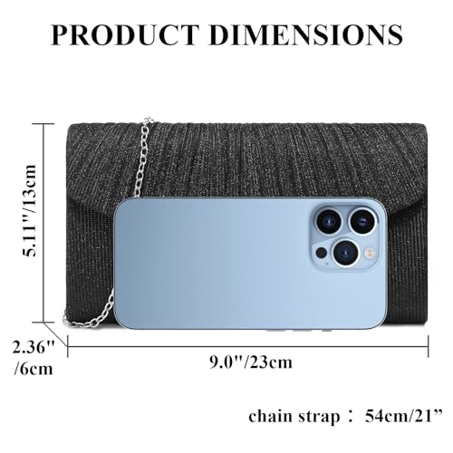 Image of RNIEGA Clutch Purses for Women, Evening Bag with Detachable Chain Ladies Sparkling Party Handbag Wedding Bags