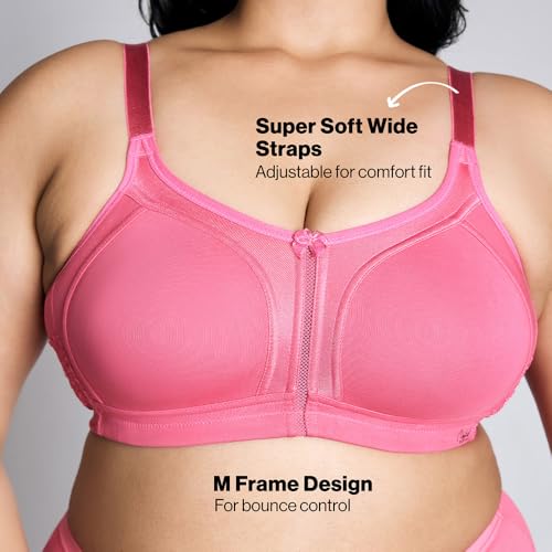 Image of NYKD NYB101 Cotton Non Padded Non Wired Full Coverage Everyday Bra M-Frame Bounce Control (Plus