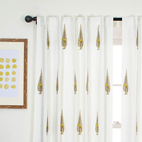 Image of Tranquebar Curtain Co. Window Curtains 6 Feet, 60-65% Room Darkening, Yellow Bird Print, Cotton Curtains for Window, Cotton Curtains 6 Feet Long Set of 2, BackTabs, Tori (183 cm) - Set of 2