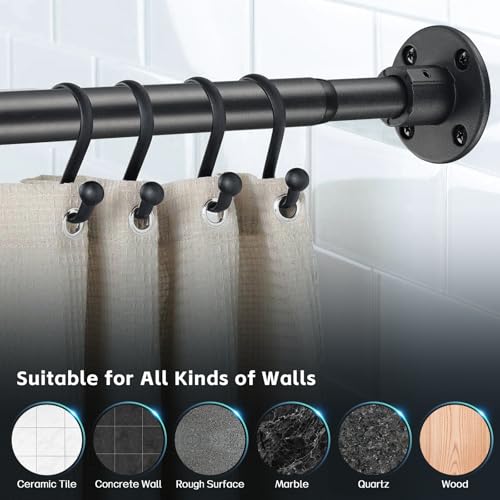 Image of Shower Curtain Rods, 29-64inch Adjustable Shower Pole - Heavy Duty Shower Rods for Bathroom Matte Black(2 Pack)
