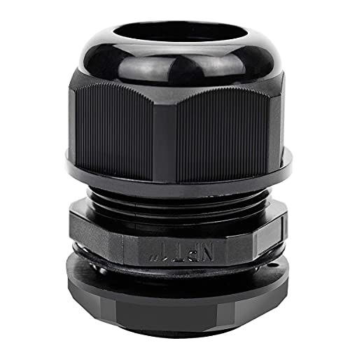 XHF 5 Pcs 1" IP68 Strain Relief Nylon Cord Grip Waterproof NPT Cable Glands Adjustable UL Listed and RoHS Compliant (Black)