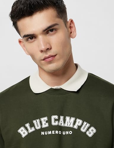 Image of Numero Uno Men's Olive Graphic Pullover Sweatshirt
