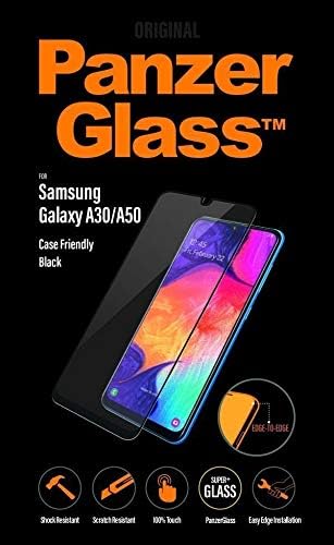 PanzerGlass Samsung Galaxy A30/A50 Edge to Edge Tempered Glass Screen Protector Tough Scratch Resistant Anti Fingerprint - Black/Clear