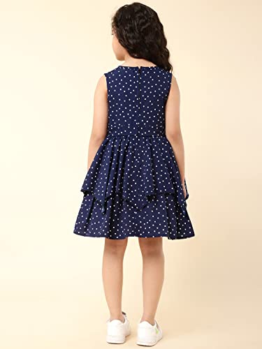 Image of A.T.U.N. (All Things UBER Nice) Girl's Fit and Flare Knee Length Cotton Polka Dot Sleeveless Dress | Fir and Flare Party Dress