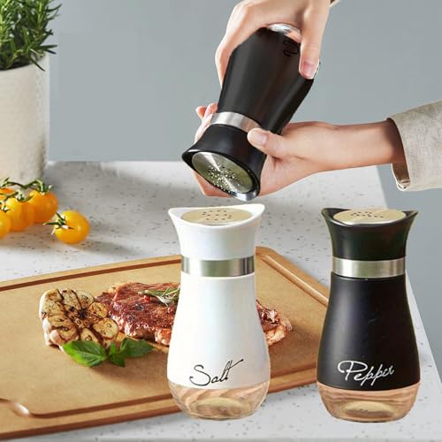 Salt and Pepper Shakers Set, 4 oz Stainless Steel Salt Pepper Shaker Containers for Kitchen Cooking, BBQ