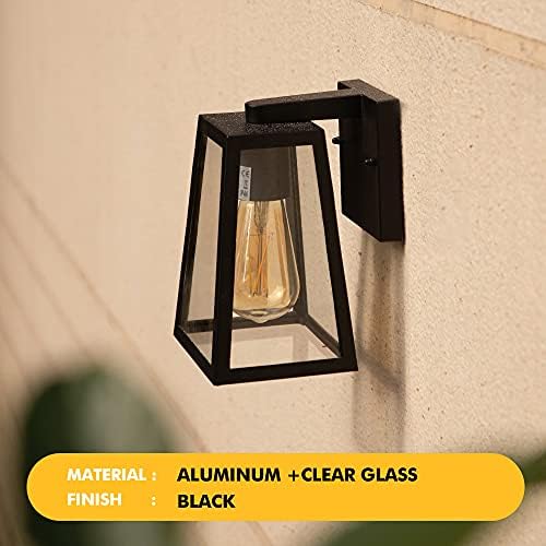 LUTEC Modern Outdoor Wall Lights Black Trapezoidal Lantern Wall Light Waterproof Aluminium Rustic Garden Decorative Lamp for Porch Balcony Patio and Garage
