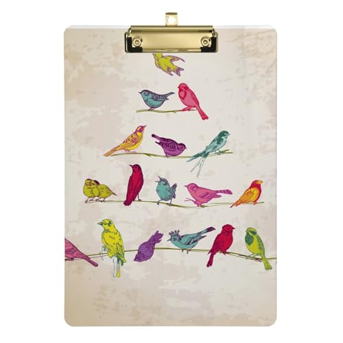 KaariDream クリップボード A4サイズ 用箋挟み 鳥 鳥柄 アニマル 茶 ブラウン かわいい 可愛い クリップファイル 書類整理 オフィス用品 クリップホルダー 教師 現場 会議パッド ファイルボード 学生用