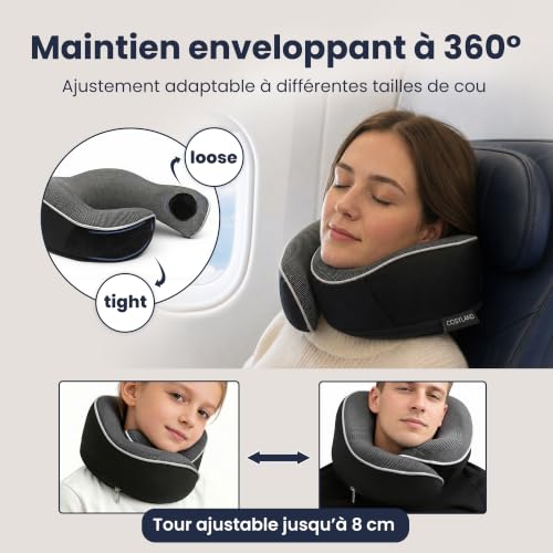 Coussin De Voyage Avion : COSYLAND Coussin de Voyage Cervical à Capuche en Mousse à Mémoire de ... – Image 4