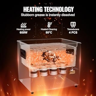 VEVOR Pulitore Digitale ad Ultrasuoni da 10 L 240 W, con Modalità Delicata e Degasaggio Migliorato, Pulitore ad Ultrasuoni Industriale 40 kHz con Riscaldatore Timer per Contenitori, Gioielli