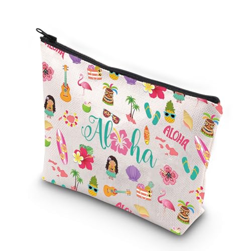 WSNANG Hawaii Beach Zipper Pouch Aloha Hawaii Makeup Bag Hawaii Vacation Cosmetic Bag Hawaii Travel Bag Hawaiian Party Gift (Aloha bag)