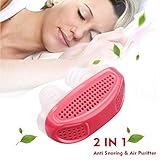 2 in 1 Soft Anti Snoring Device and Air Purifier -Sleep Device Prevent Snoring Clip Breathing Sleep Nose Care Filters- Snoring Solution Nasal Dilator for Breathing (Red)