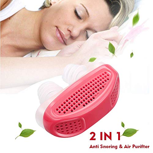 2 in 1 Soft Anti Snoring Device and Air Purifier -Sleep Device Prevent Snoring Clip Breathing Sleep Nose Care Filters- Snoring Solution Nasal Dilator for Breathing (Red)