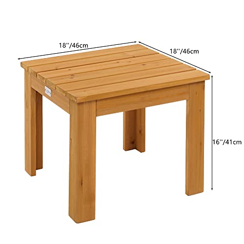 Vingli Outdoor Adirondack Side Table W/Natural Finished, 18 Inch Square Thick Wooden Coffee Table Top thumb #2