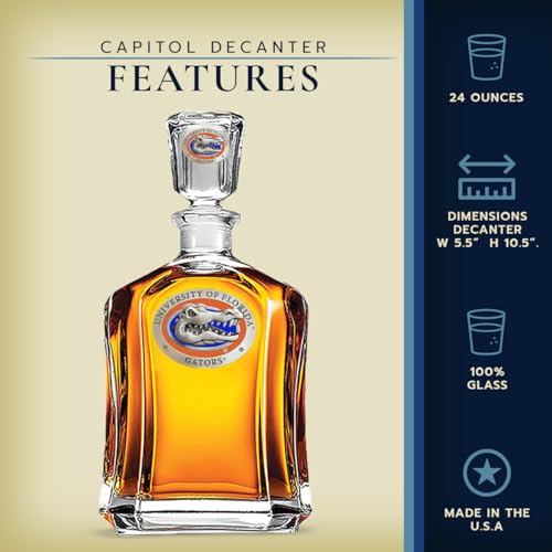 Image of Heritage Pewter University of Florida Capitol Decanter | 24 OZ Glass Container | Expertly Crafted Pewter Glass