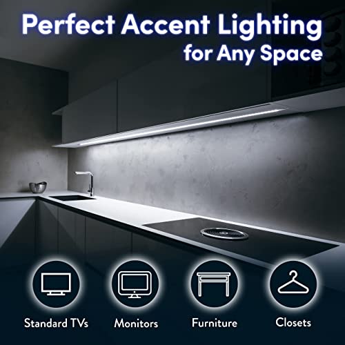 Image of Power Practical USB Bias Lighting, LED TV Backlight Strip, Ambient Home Theater Light, TV Accent Lighting to Reduce Eye Strain, Improve Contrast, White, X-Large (41 inch-59 inch TV)