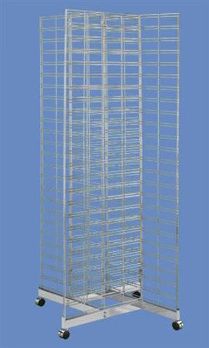 New Chrome 4-Way Slat Grid Rack with Base and Casters 36'' x 36'' x 6½'H
