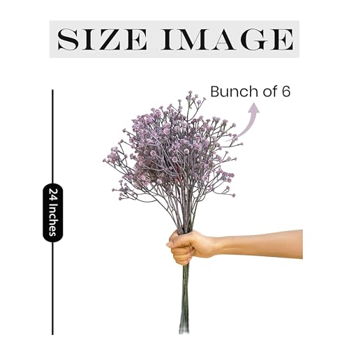Image of Art Street Babys Breath Purple Flowers| Artificial Gypsophila Bouquets Flowers |Mothers Day Gifting, Faux Flowers for Vases |Decoration Items for Living Room, New Year (Pack of 6), 24 Inch