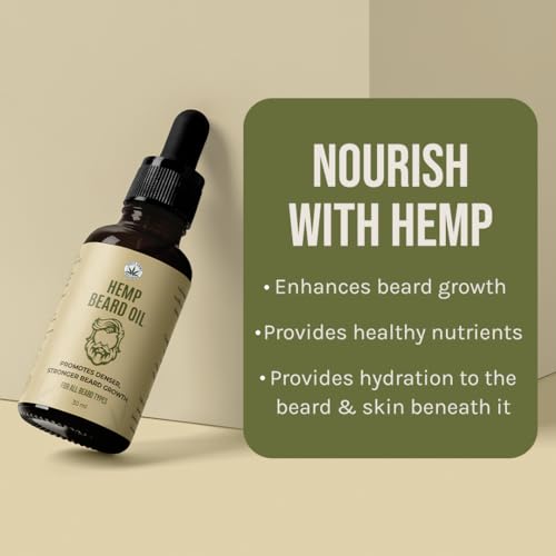 Image of India Hemp Organics Hemp Beard Oil 30ml | Enriched with Rosemary, Almond, Red Raspberry, Flax Seed & Black Seed Oils | For Patchy Beard | Supports Thicker & Softer Beard