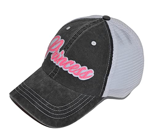 Popfizzy Princess Baseball Caps For Girls And Women, Bling Trucker Hat, Girls Princess Hat, Sparkle Glitter Ballcap, Adjustable Snapback Hats (Pink, Black) #TOP4