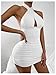 SOLY HUX Women's Criss Cross Halter Mini Dress Sleeveless Tie Backless Bodycon Summer Dresses Pure White Medium