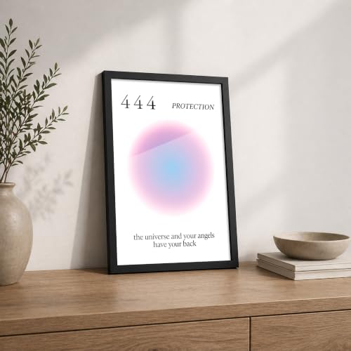 Image of 444 Protection Premium Framed Wall Poster (12x18 Inch) | inchThe Universe and Your Angels Have Your Back inch Inspirational Wall Art | Spiritual & Positive Energy Decor for Bedroom, Living Room, Office & Workspace | Ready-to-Hang Display Frame