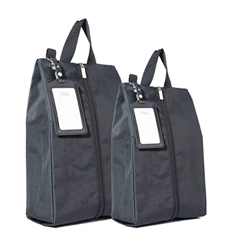 Maishijie Lot de 2 sacs à chaussures portables pour organiseur de voyage, sac de rangement pour chaussures avec fermeture éclair pour homme et femme, Noir , Sac à chaussures portable Cover