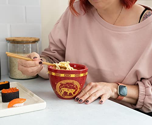 Year Of The Tiger Chinese Zodiac Ceramic Dinnerware Set | Includes 16-Ounce Ramen Noodle Bowl And Wooden Chopsticks | Asian Food Dish Set For Home & Kitchen | Kawaii Lunar New Year Gifts #TOP3