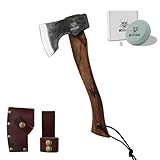 WICING 13.5 Inch Hatchet, Camping Axes and Hatchets 1055 Carbon Steel and Beech Handle, Survival Hatchet with Leather Sheath