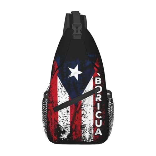 Cute Puerto Rico Flag Chest Sling Bag Women Men Crossbody Backpack Adjustable Puerto Rican Travel Hiking Daypack