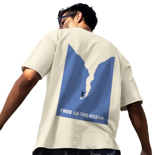 Image of Nobero Men's Oversized Graphic T-Shirt for Men | Soft Cotton | Drop Shoulder Relaxed Fit | Printed Casual Tshirt for Men