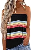 Fronage Womens Tube Tops Strapless Striped Tanks Backless Sexy Casual Bandeau Sleeveless Shirts (XX-Large, Z Black)