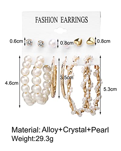 Image of ANNACREATIONS Stylish combo of pearl stud hoop earrings set for Women Girls
