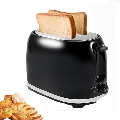 Tostadora de pan comercial de 2 rebanadas con palanca de elevación alta, ajustes de 7 sombras, bandeja para migas extraíble Tostadora eléctrica para rebanadas gruesas y bollos