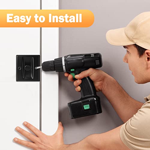 Sliding Pocket Door Lock Hardware - Childproof Privacy Black Door Locks Pull Handles Security Door Latch Knob Safety Upgraded Replacement Lockset Bifold Passage French Closet Lock For Home Improvement #TOP3