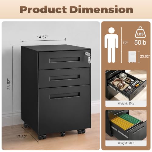 Image of Guizeeopo Fully Assembled Home Office File Cabinet with Lock