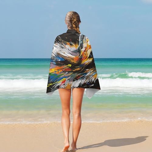 Serviette de plage chien abstrait 130x80cm séchage rapide douche