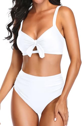 Image of Tempt Me High Waisted Tie Front Bikini Set Two Piece Tummy Control Swimsuit