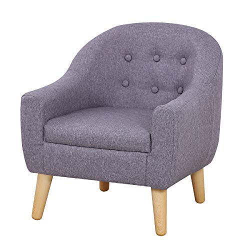 Kids Sofa, Linen Fabric Upholstered Baby Sofa Chair with Plastic Legs for Children