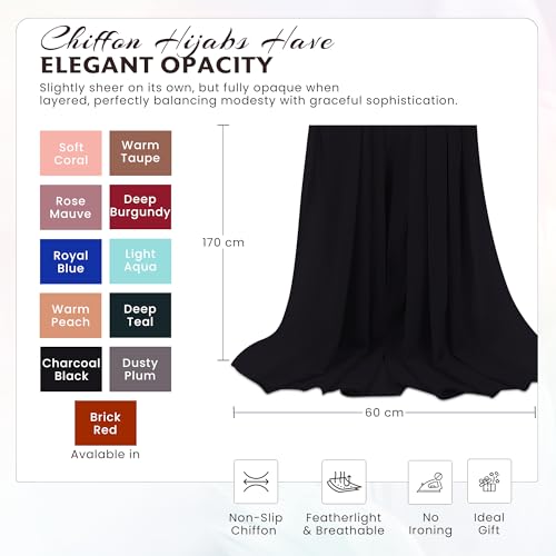 Non Slip Lightweight Chiffon Hijabs for Women – Breathable, Soft Pearl Chiffon Scarf with High Gloss3