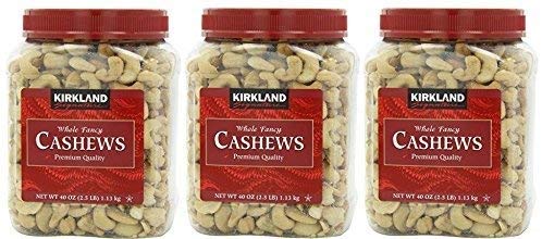 Kirkland Signature Cashews, 3 Pack of 40 Ounce (2.5 lbs)