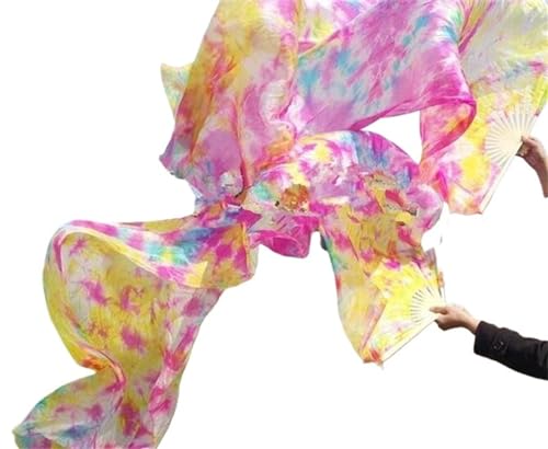 YZWHKJ Abanico Seda Danza del Vientre Velo Abanico para Danza del Vientre Teñido Lazo Degradado,150/180cm/210 Ventiladores Largos para Práctica Bailarina,Puesta Escena(14,150cm(59 Inch))