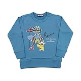 ポケットモンスター 男児 長袖 裏毛トレーナー キャプテンピカチュウ&メガルカリオ柄 130cm ブルー 581