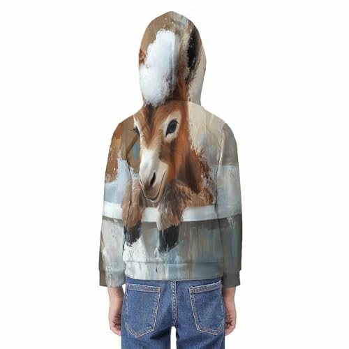 Sweat à capuche enfant imprimé 3D âne pull ado 12-14 ans - 6