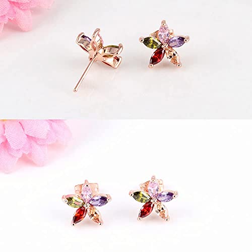 14K Gold Dipped Flower Earrings Small Elegant Flower Clear Earrings Elegant Cubic Zirconia Stud Earrings Delicate And Sparkling Flower Earrings - Lovely Floral Studs #TOP5