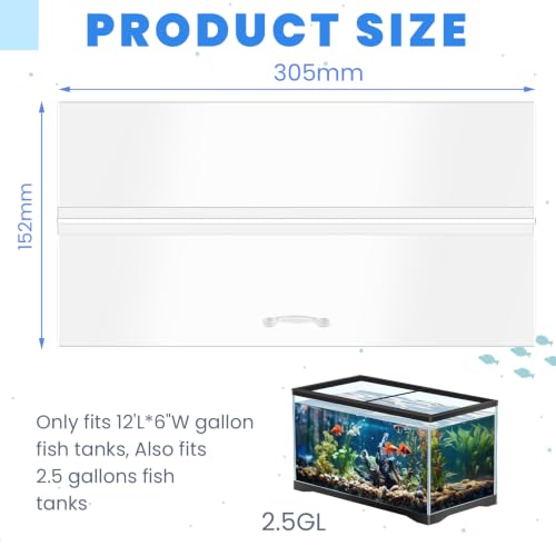 Image of Sieral Aquarium Polycarbonate Canopy Set 12 x 6 x 0.12 Inch for 2.5 Gallon Without Center Brace Aquariums Cover Fish Tank Lid with a Hook Knife, Clear